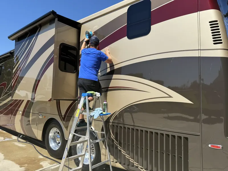A motorhome washed top to bottom by Wax N' Go